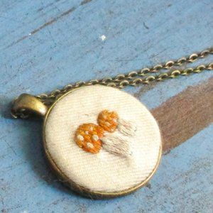 BOHO Handmade cottagecore fairycore vintage look necklace toadstool/mushroom